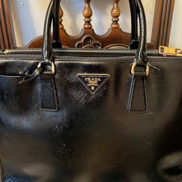 Prada Saffiano Lux Boston Bag in Black